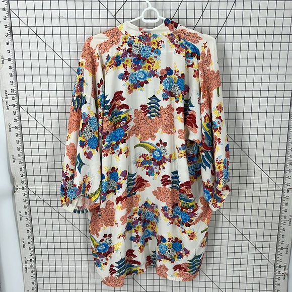 Cathay vintage made in Hong Kong floral Asian print open front kimono robe - Picture 9 of 10